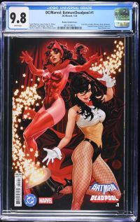 Image for DC/Marvel: Batman/Deadpool #1 | Brooks Variant Cover | CGC 9.8 | UniversalDan Mora, Hayden Sherman, Bruno Redondo,Amanda Conner & Denys Cowan artMark Brooks coverGrant Morrison, James Tynion IV, JoshuaWilliamson, Scott Snyder, Tom Taylor,Mariko Tamaki & G. Willow Wilson stories