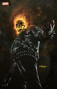 Image for Ghost Rider acrylics black sketch cover by Manu Silva 