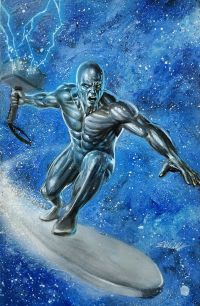 Image for Silver Surfer acrylics on sketch cover by Manu Silva 