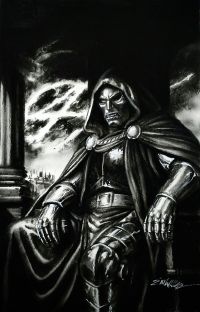Image for Doctor Doom charcoal pencils And AirBrush sketch cover by Manu Silva 