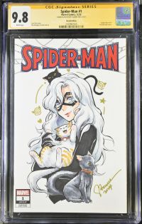 Image for Spider-Man #1 CGC 9.8 Balck Cat Sketch Cover Signed & Sketched by Saowee