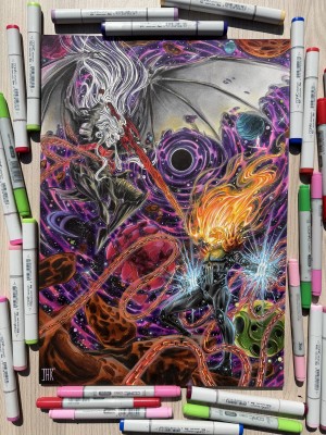 Jak | Knull vs Cosmic Ghost Rider 11"x17" - by JAK | Raremarq (Buy It Now)