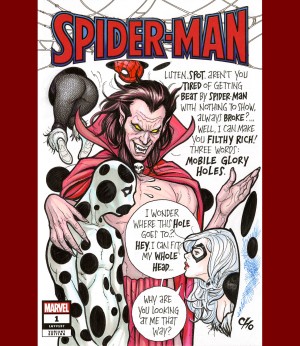 Frank Cho - Spider-Man #1 Sketch Cover, featuring Mephisto, Spot and Black Cat by Frank Cho
