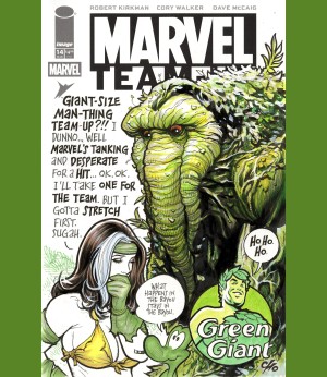 Frank Cho - Marvel Team-Up #14 Sketch Cover featuring Savage Land Rogue and Giant Size Man-Thing By Frank Cho