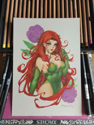 Collette Turner - Poison Ivy - Collette Turner Event Day 4 - Original 7x10 Marker Drawing