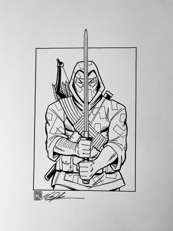 Image of G.I. Joe Storm Shadow ink drawing by Tim Shinn