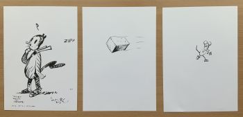 Image of Triptych Tribute to George Herriman: Original Krazy Kat Artwork by Stewart Kenneth Moore