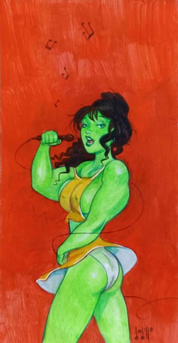 Image of She Hulk singing by Juan Bobillo