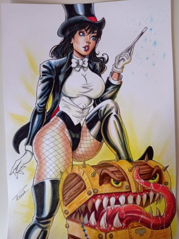 Image of Zatanna 8x11" amazing original art by T. Caminha