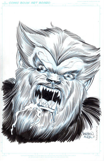 Image of CLASSIC WEREWOLF ORIGINAL INK ART SIGNED DARREN AUCK & MARK MCKENNA