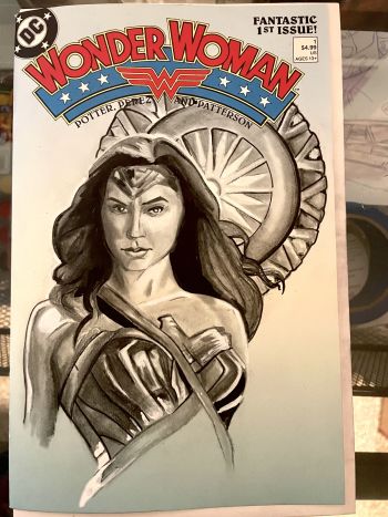Image of Portrait of Gal Gadot on a Wonder Woman #1 blank