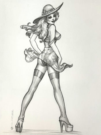Image of "Summer Breeze" Pinup Art by Monte Moore