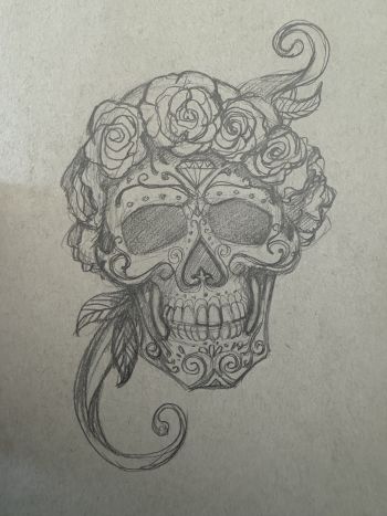 Image of "Mexican Sugar Skull" Sculpture Design Concept sketch 