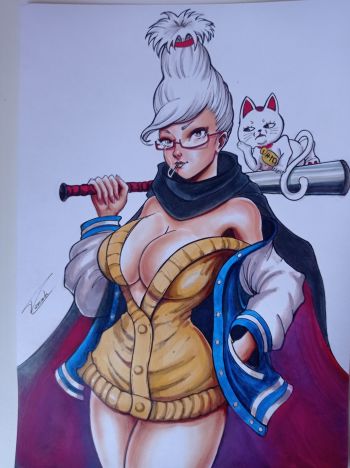 Image of Seiko Ayase 8x11" amazing original art by T. Caminha