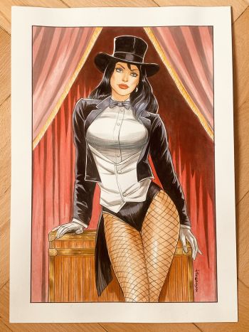 Image of Zatanna on Chest A3 mixed-media BIG Illustration