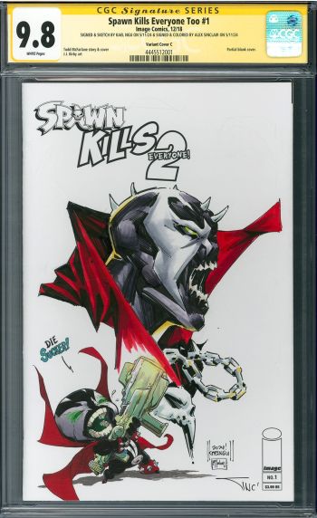 Image of King Spawn blank cover CGC 9.8 sketch by Kael Ngu and Alex Sinclair