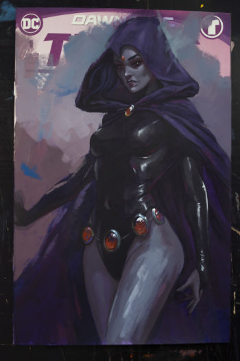 Image of Raven - Acrylic painting on Blank Variant comic