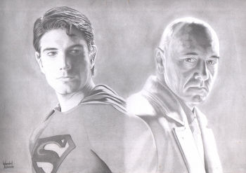 Image of Superman & Luthor 11x17" amazing original pencil art by Wendel Azevedo