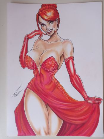 Image of Mary Jane 8x11" amazing original art by T. Caminha