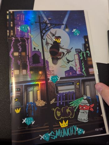 Image of 15/20 foil TMNW 1:25 raphwillie homage full crown jewel 1/1 remarque and signature