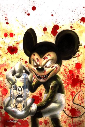 Image of Zombie Mickey original cover Art Max toons book Acrylic Painting by Manu Silva