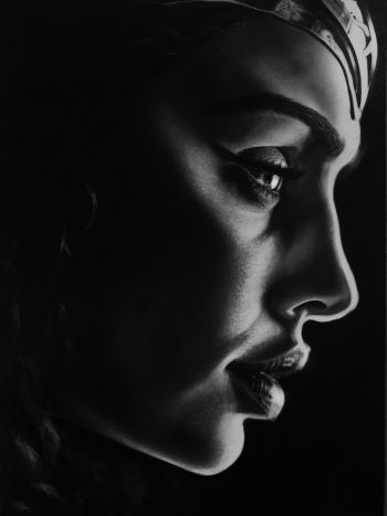 Image of Wonder Woman Charcoal Portrait - "Beacon of Themyscira"