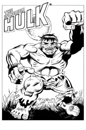Image of Sinnott Legacy Inking Challenge Hulk signed Al Milgrom/Tom Schloendorn LOT