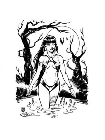 Image of Vampirella ink drawing by Tim Shinn