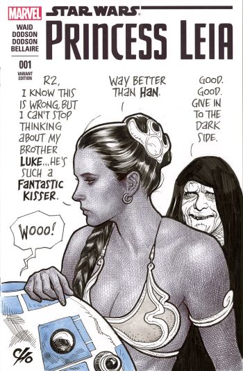 Image of Slave Leia Ballpoint Point Drawing Sketch Cover by Frank Cho
