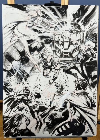 Image of X-Men jam drawing by Ryan Benjamin, Kael Ngu, Derrick Chew, Miki Okazaki, Eric Chen, Stephen Segovia, and Carlo Pagulayan
