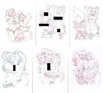 Image of Poison Ivy and Harley Sketches