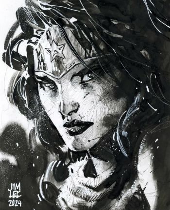 Image of Jim Lee Wonder Woman 9x12 Head Sketch - Original Comic Art