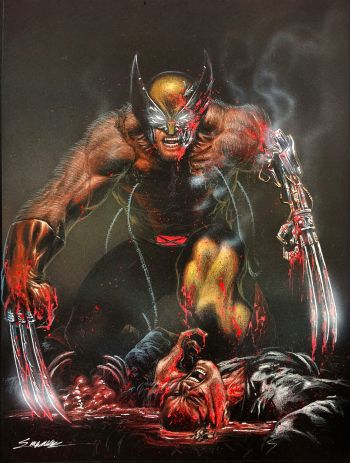 Image of Wolverine Brown suit Black paper 11x17 by Manu Silva