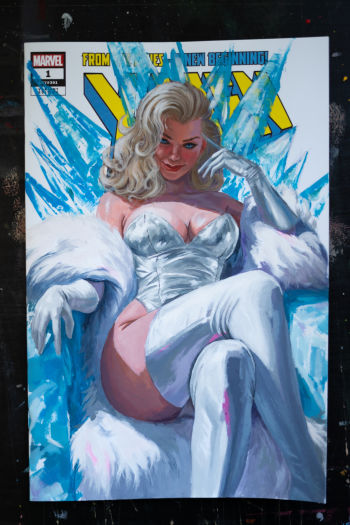 Image of Emma Frost - Acrylic painting on Blank variant Comic