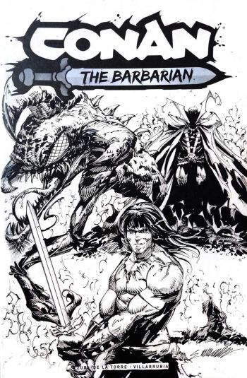 Image of Conan/ Spawn sketch cover by Manu Silva