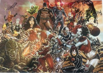 Image of Justice League Print Signed by Cast, Sketched by Mark Brooks