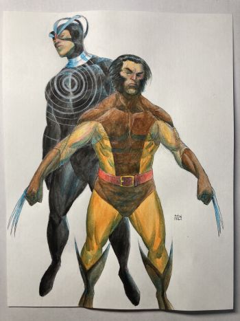 Image of Wolverine and Havok watercolor sketch!