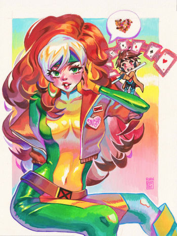 Image of X-Men Rogue Gouache Painting