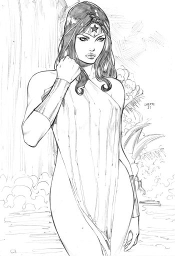Image of Wonder Woman bathing by Laerte