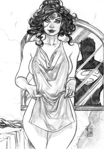 Image of Wonder Woman looking sexy for Superman