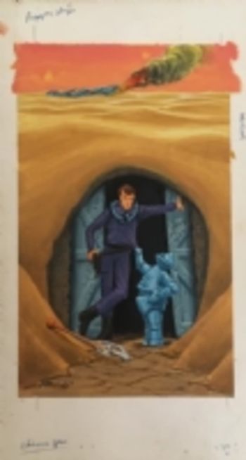 Image of James Warhola cover prelim for Robot Nuisance