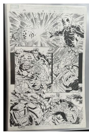 Image of Ultimate Fantastic Four issue 48 page 6 (original inks by Jaime Mendoza over Mark Brooks Bluelines)