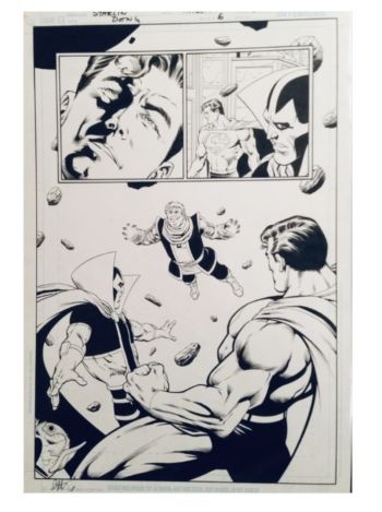 Image of Splash Page featuring Mr. Miracle & Superman ! Death of The New Gods issue 6 page 30 (Signed & penciled by Jim Starlin, inked by Art Thibert)