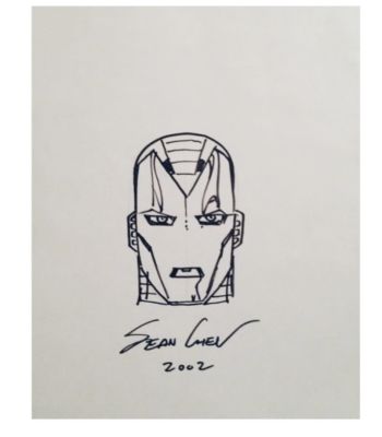 Image of Iron man sketch. Pencils and inks by Sean Chen.