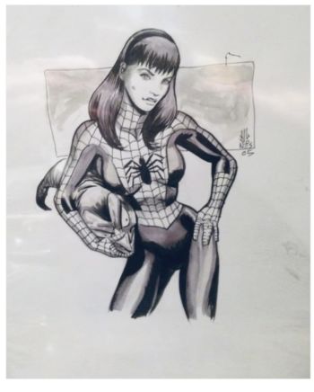 Image of J.G. Jones Commission of Mary-Jane as Spider-Woman & Green Goblin (in a headlock). Painted watercolours by J.G. Jones !