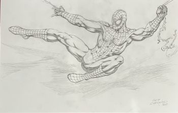 Image of 11x17 Pencils-only commission of Spider-man , drawn by Geof Isherwood ! Cover-quality beauty!