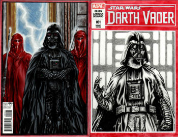 Image of MARVEL Darth Vader Comic #1 Sketch Cover- STAR WARS ROTJ Original Art