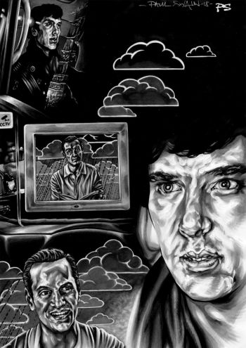 Image of SHERLOCK and MORIARTY Cumberbatch and Scott A4 ORIGINAL ART by PAUL SWAIN