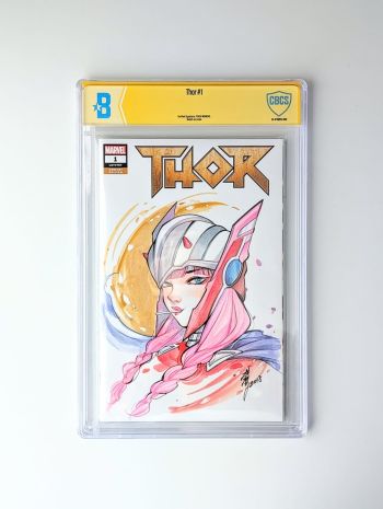 Image of Peach Momoko - Zero Two in Ragnarok Thor Helmet Sketch Cover