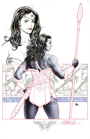 Image of Wonder Woman original head drawing on art print